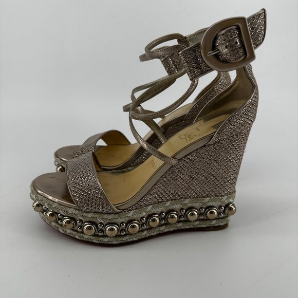 Louboutin Champagne Chocazeppa 120 Glitter Specchio - Size 39 - Picture 4 of 6